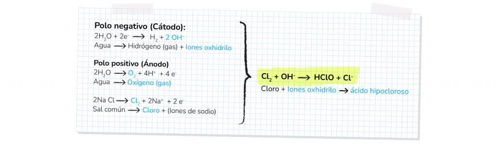 Reacciones químicas cloración salina