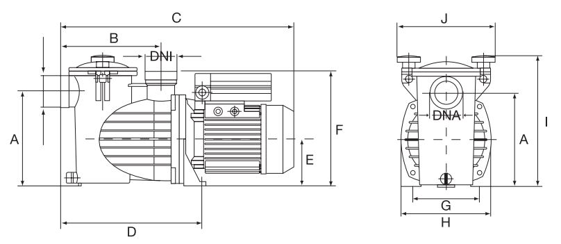 Optima 50 T pump dimensions drawing