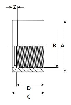 Dimensões do casquilho redutor em PVC