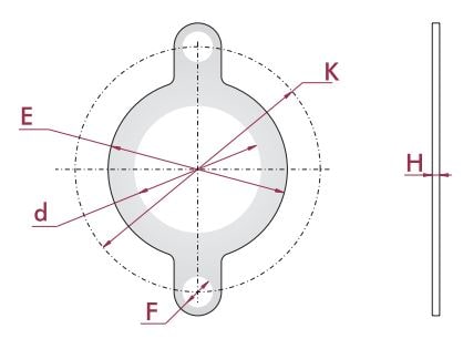 Desenho das dimensões da junta de vedação EVA